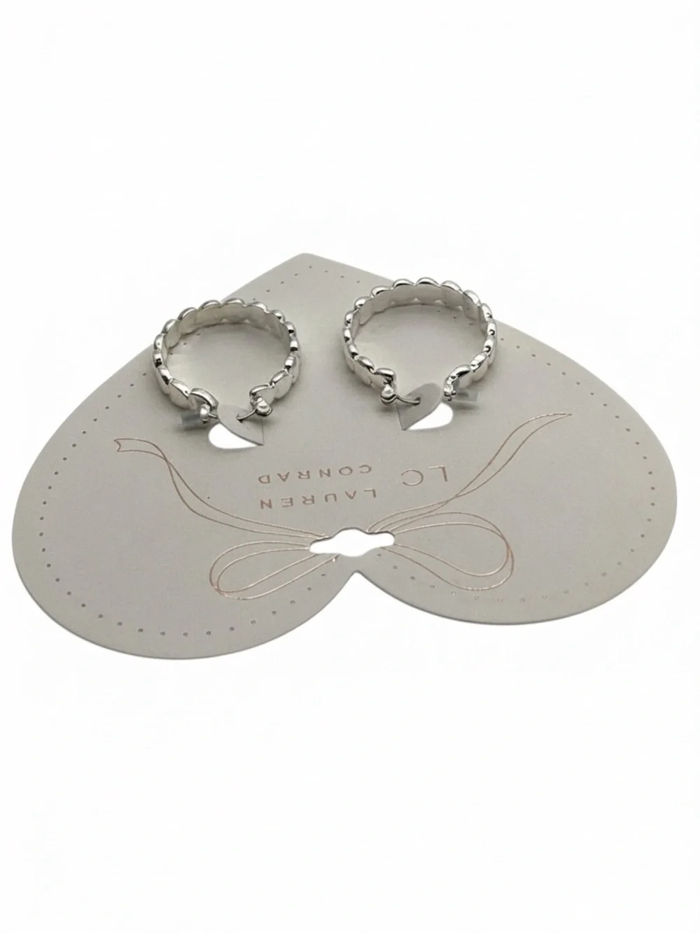 LC Lauren Conrad Silver Tone Heart Hoop Earrings (NWT)